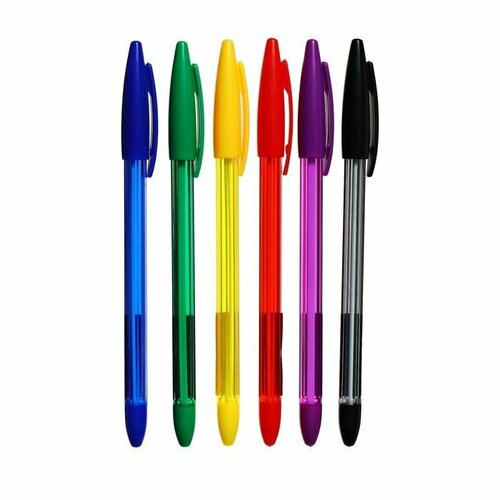 Набор шариковых ручек 6 цветов корпус в цвет стержня в блистере 500₽