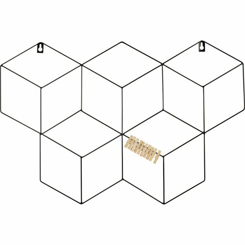 Органайзер-решетка Волшебная страна Соты, 62х43 см, металл, 10 клипс, черный