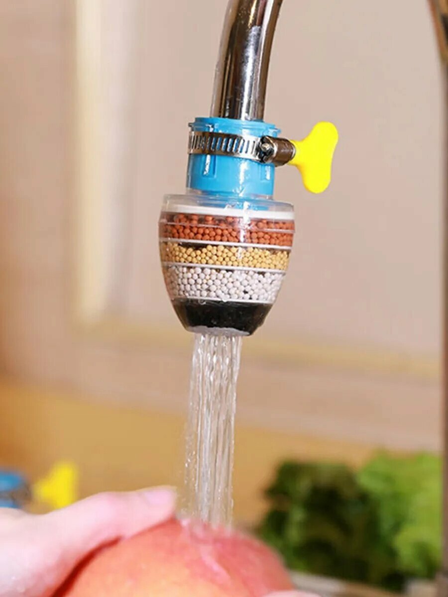 Фильтр-насадка с хомутом для воды / Фильтрация воды 5-слойный очиститель водосберегающий для кухонного крана - фотография № 8