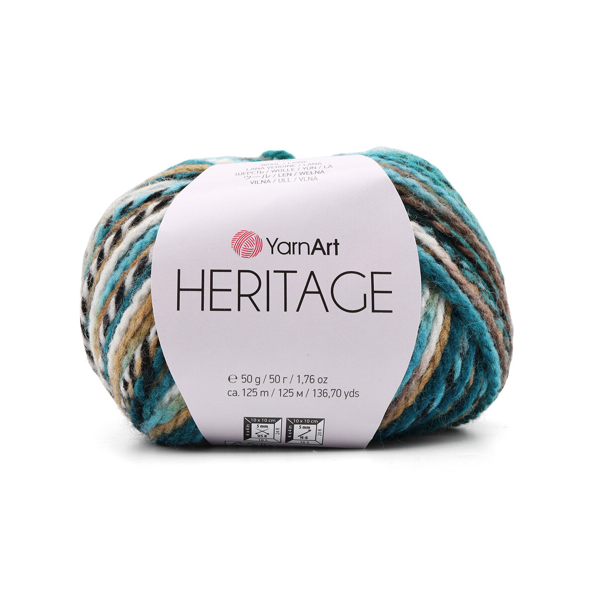 Пряжа для вязания YarnArt 'Heritage', 50г, 125м (25% шерсть, 75% акрил) (337 принт), 10 мотков