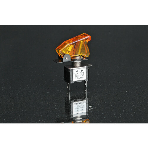 Тумблер 2 положения с точечной подсветкой, желтая защитная крышка 12V 20A FE-R2722 RACING ELECTRIC