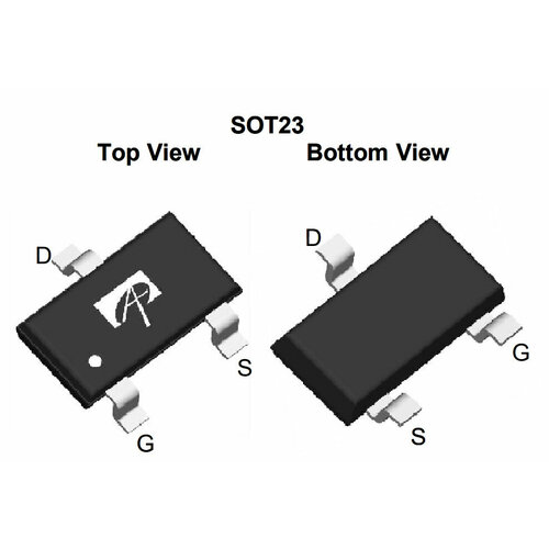 Микросхема AO3400A N-Channel MOSFET 30V 5.7A SOT23-3