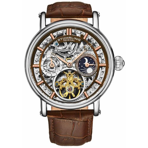 Наручные часы STUHRLING Legacy, серебряный, коричневый кожаный браслет с гравировкой ancestors legacy