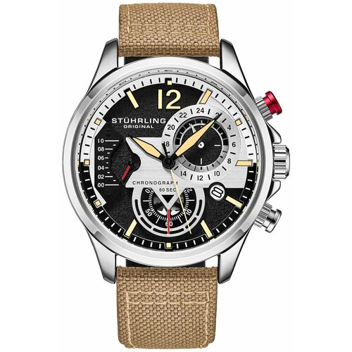 Наручные часы STUHRLING Aviator, серебряный, черный