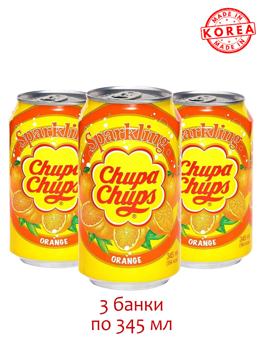 Chupa Chups Напиток газированный Чупс Чупс со вкусом Апельсина, 3 шт