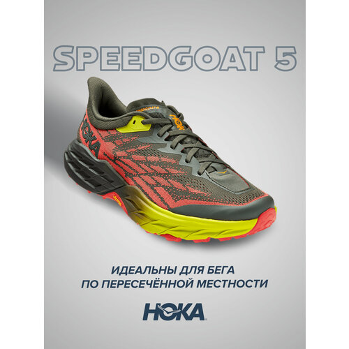 Кроссовки HOKA Speedgoat 5, демисезон/лето, беговые, полнота D, размер US11.5D/UK11/EU46/JPN29.5, черный, красный