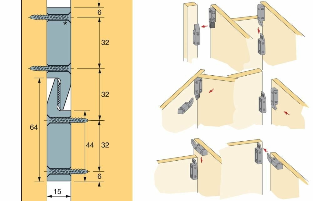 Универсальный зажимной соединитель HETTICH Multi Clip, пр-во Германия, пластик черный, 4 шт