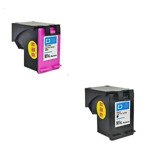 Комплект картриджей для принтера HP струйного 901XL (черный) и 901XL цветной (голубой, пурпурный, желтый) Rosella