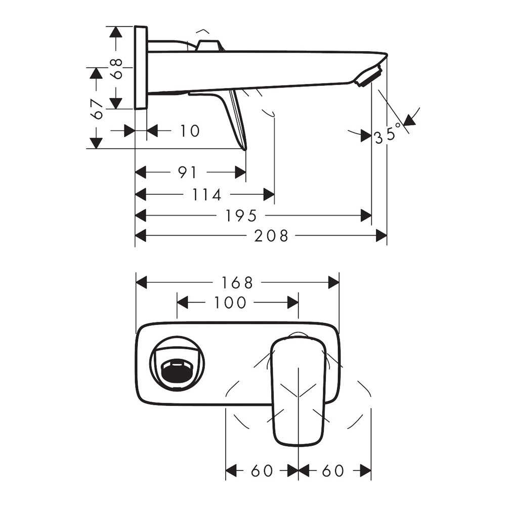 Смеситель для раковины Hansgrohe Logis 70 Push-Open, черный матовый - фото №2