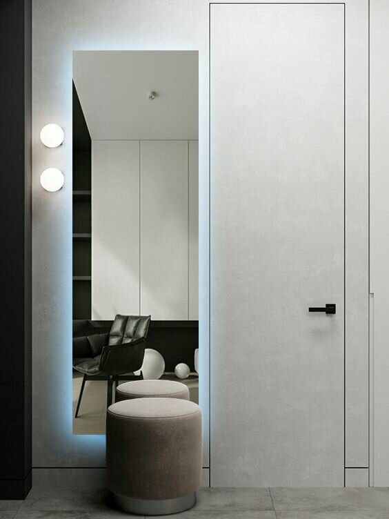 Зеркало для ванной Qwerty 1800*600 вертикальное прямоугольное с холодной LED-подсветкой без кнопки