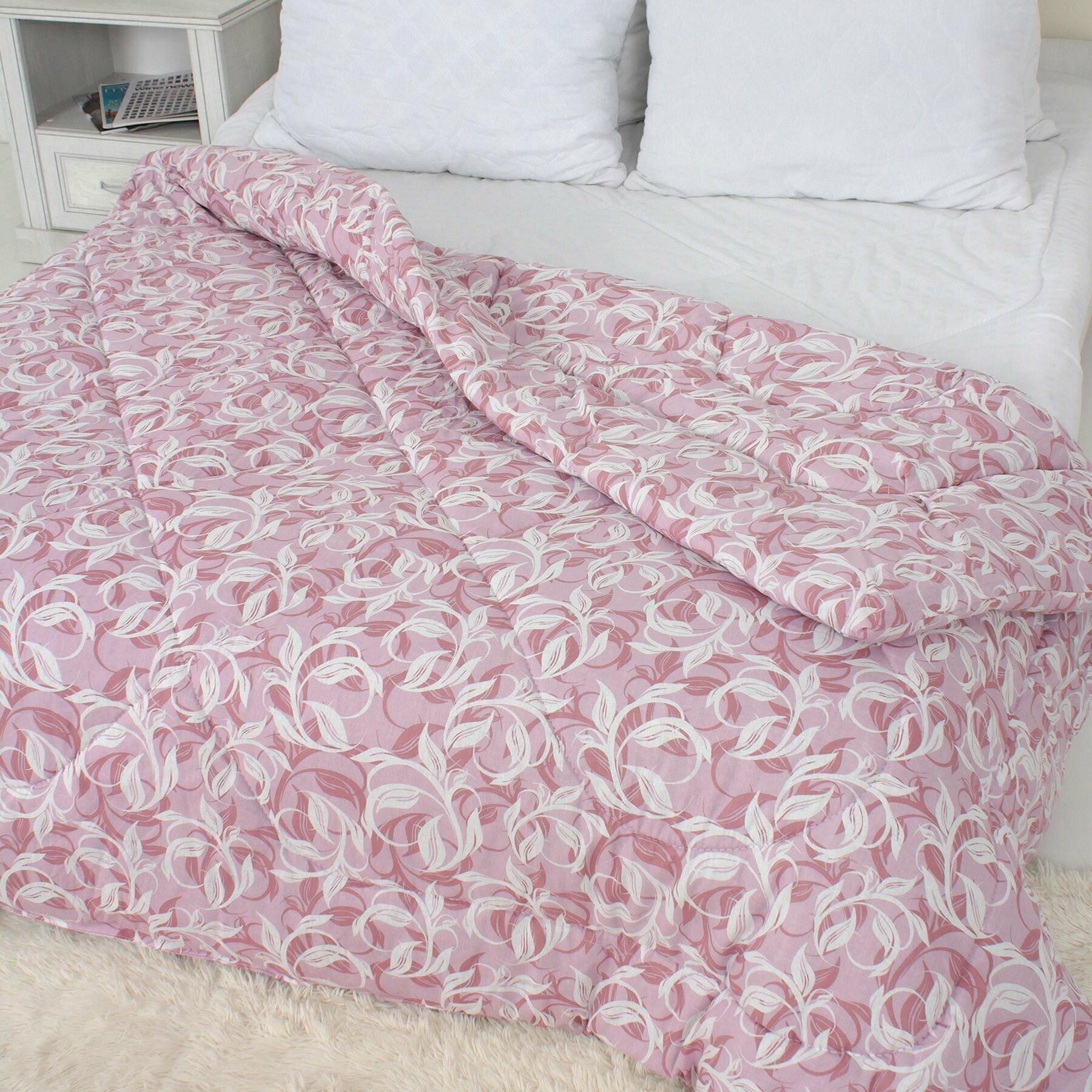 Одеяло зимнее ватное 1.5 спальное розовое в бязи 100% хлопок - фотография № 3