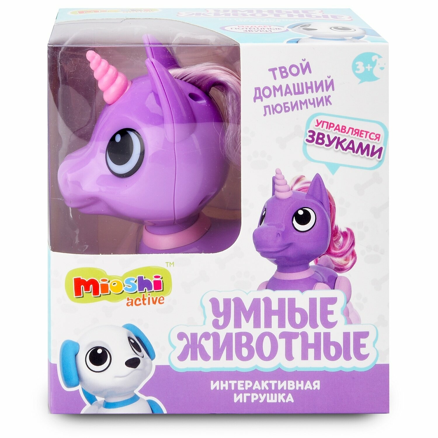 Интерактивная игрушка Mioshi Active "Умные животные: Единорожка" (13 см, упр. звуками, свет, звук, подвиж.)