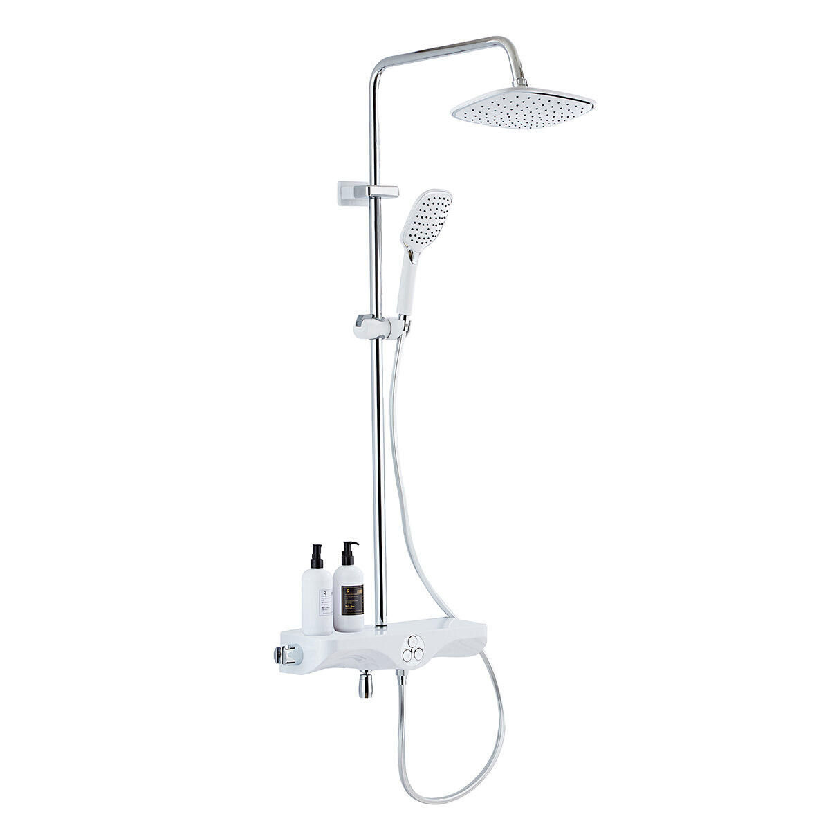 фото Душевая система AZARIO с поворотным изливом, с термостатом, хром/белый (AZ-821)