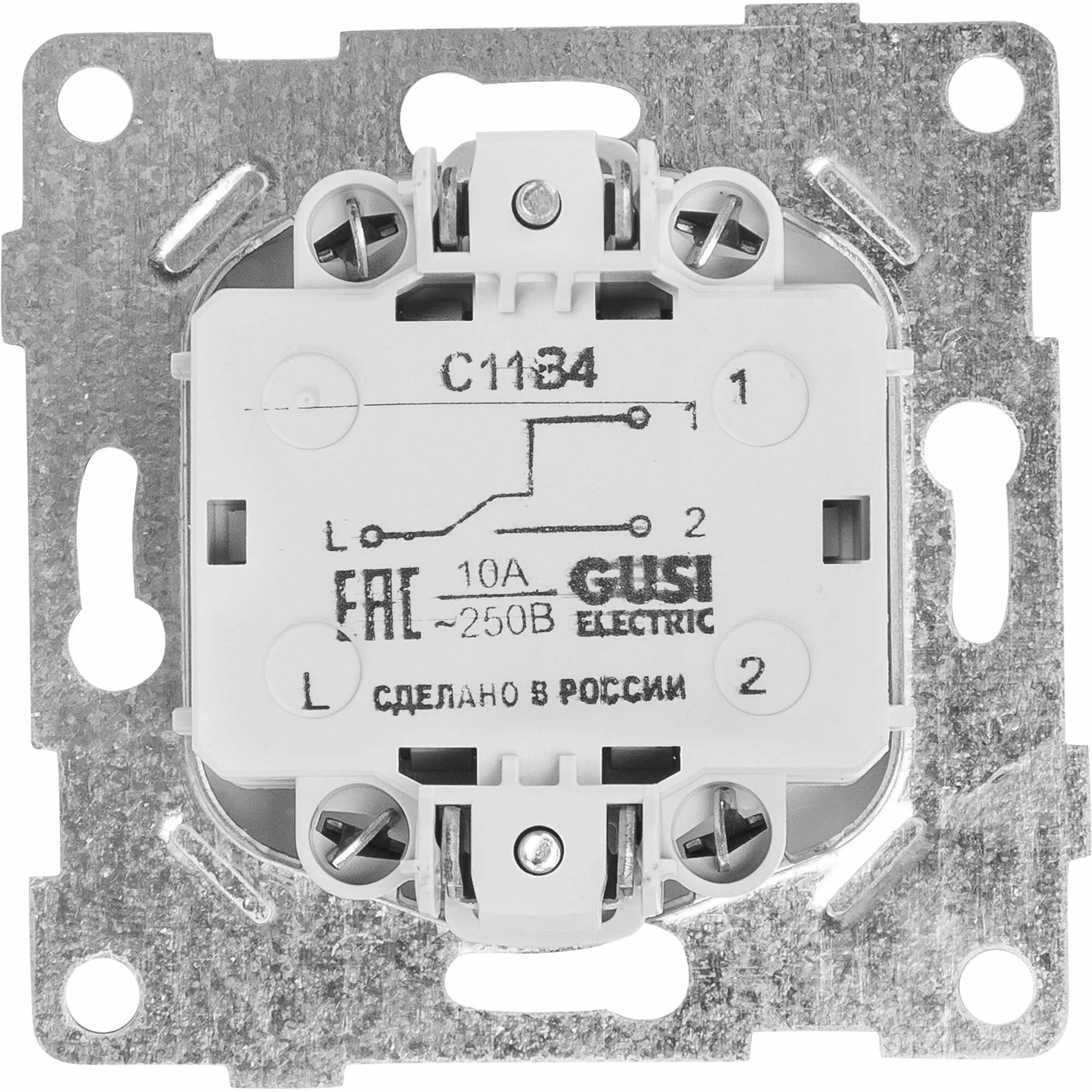 фото Переключатель проходной встраиваемый Gusi Electric 1 клавиша цвет белый