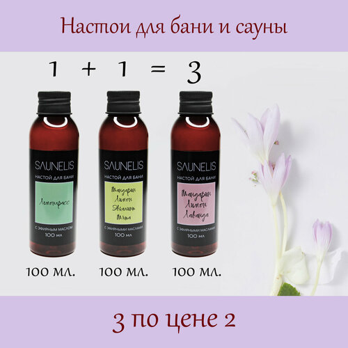 Набор №2 «Настои для бани и сауны с эфирными маслами», 100 мл, 3 шт. SAUNELIS