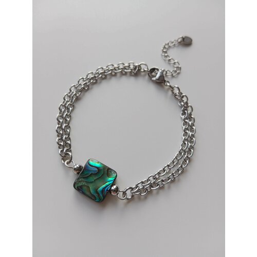 Браслет-цепочка Академия Важности, ракушка, размер one size, серебристый, зеленый