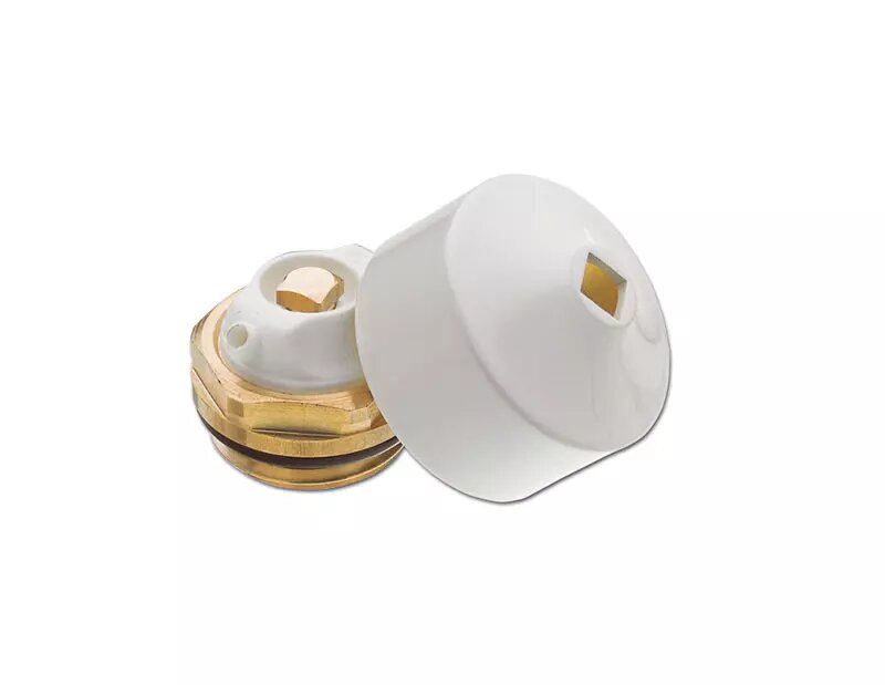 фото Воздухоотводчик с декоративным колпачком-ключом Hummel Designtechnik 1/2", белый RAL 9016 Для радиатора и полотенцесушителя.