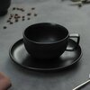Чайная пара фарфоровая Magistro Carbon, 2 предмета: чашка 250 мл, блюдце d=16,4 см, цвет чёрный - изображение