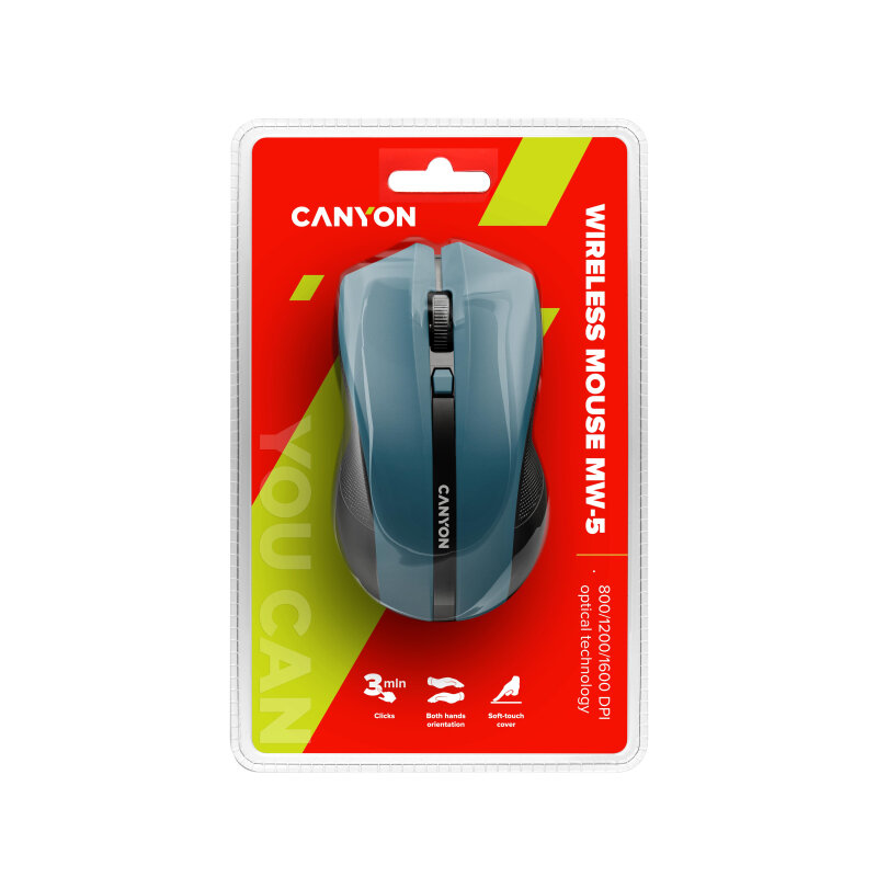 Мышь беспроводная Canyon CNE-CMSW05G, 1600dpi, Зеленый CNE-CMSW05G - фото №2