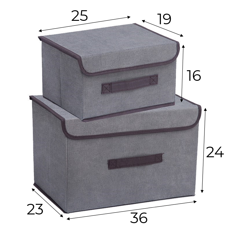 Складной тканевый ящик кофр для хранения вещей, короб для белья, органайзер, контейнер, серый набор, 2 шт. - фотография № 2