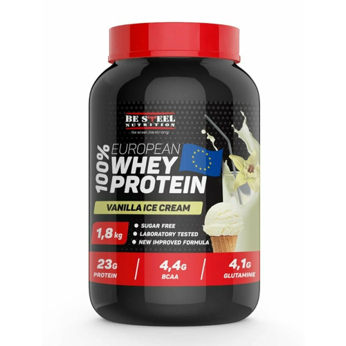 Напиток растворимый ВЭЙ про Be Steel Nutrition 100% European Whey Protein 1,8кг (ванильное мороженое) canner european