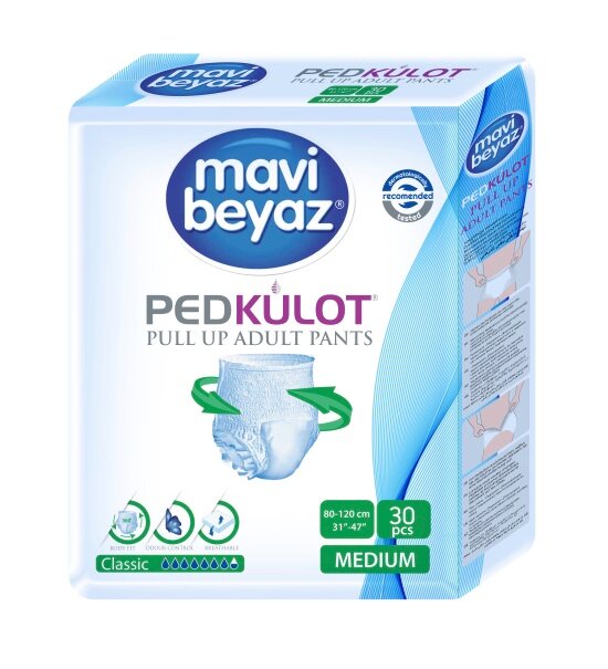 Подгузники-трусы Mavi beyaz Medium, объем талии 80-120см, 30шт.