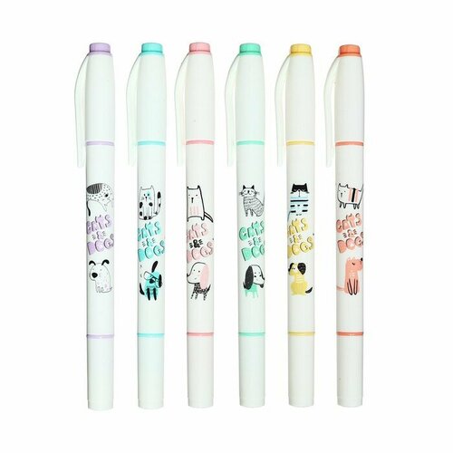 Набор маркеров-текстовыделителей 6 цветов Собака и кот 358₽