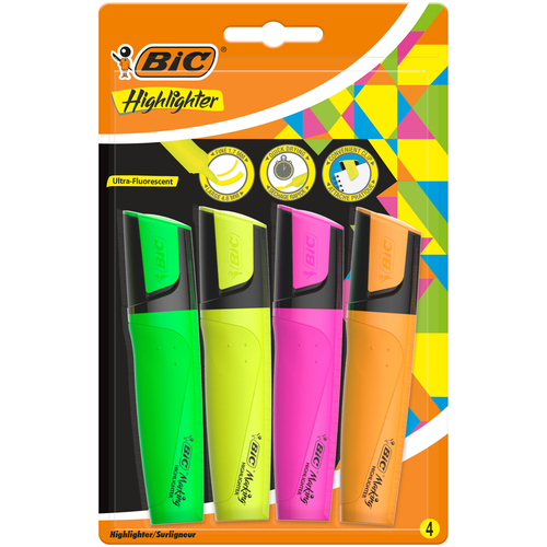 Текстовыделители BIC Marking Highlighter неоновые в ассортименте, 4шт