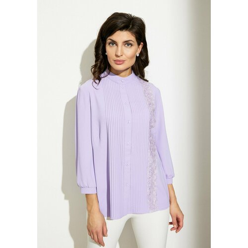 Блуза  Vivienne Mare, свободный силуэт, укороченный рукав, однотонная, размер 52, фиолетовый