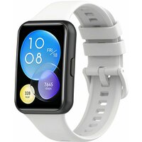 Силиконовый ремешок с застежкой на смарт часы Huawei Watch Fit 2 / Спортивный сменный браслет для умных часов Хуавей Вотч Фит 2 / Белый