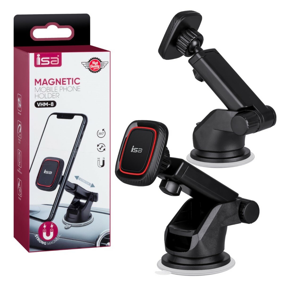 фото Магнитный держатель для телефона VHM-8 для крепления на стекле/приборной панели