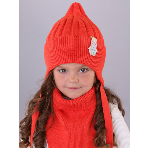 фото Шапка бини поляярик, размер 50-52, коралловый, оранжевый