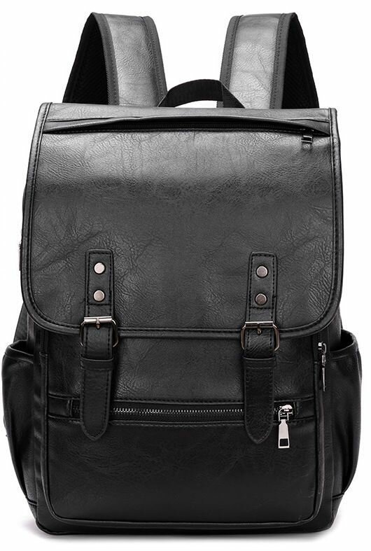 Рюкзак O.N. shop мужской городской черный кожаный для ноутбука