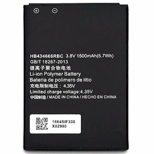 Аккумулятор для телефона Huawei E5573, MR150-3, 8210FT (HB434666RBC), 5.7Wh, 1500mAh, 3.8V, OEM аккумуляторная батарея для роутера мегафон mr150 3 hb434666rbc премиум