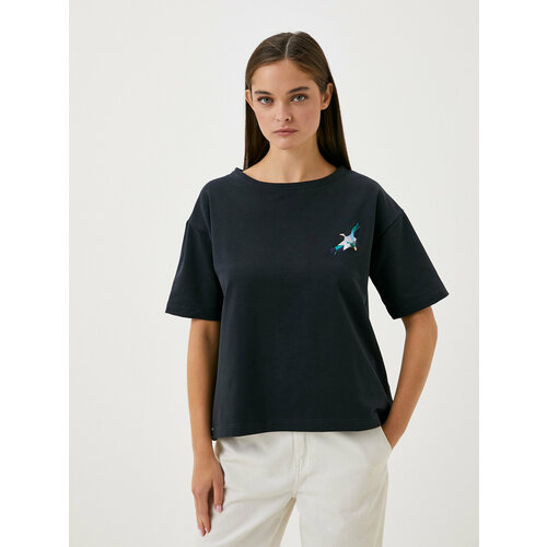 фото Футболка берегите птиц, хлопок, однотонная, размер one size, голубой, серый