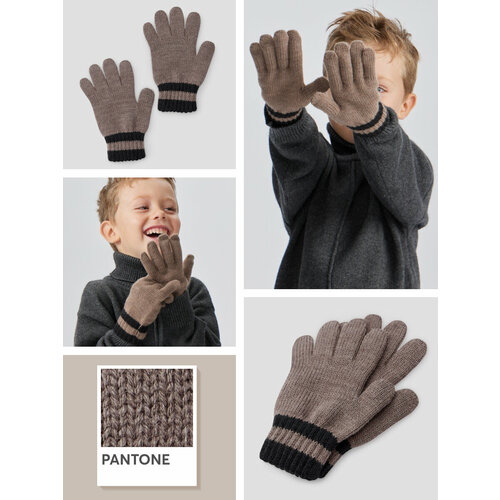 Перчатки Happy Baby, размер 14, бежевый, черный