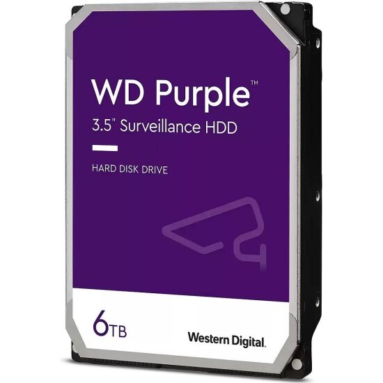 Жесткий диск 3.5" Western Digital WD Purple 6 ТБ, SATA III, 256 Mb, 5400 rpm (WD64PURZ)