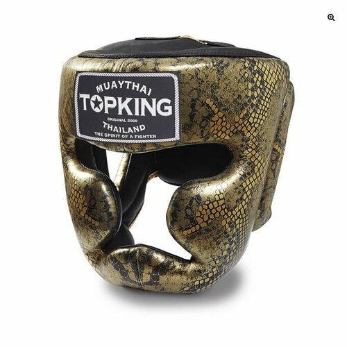 фото Боксерский шлем top king gold / black "snake edition" head guard l