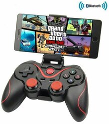 Беспроводной игровой контроллер Х3 Wireless Controller с держателем для смартфона, Black/ Red