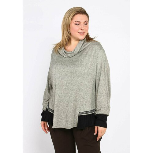 Джемпер Gala Grosso, длинный рукав, свободный силуэт, трикотаж, размер 56, зеленый