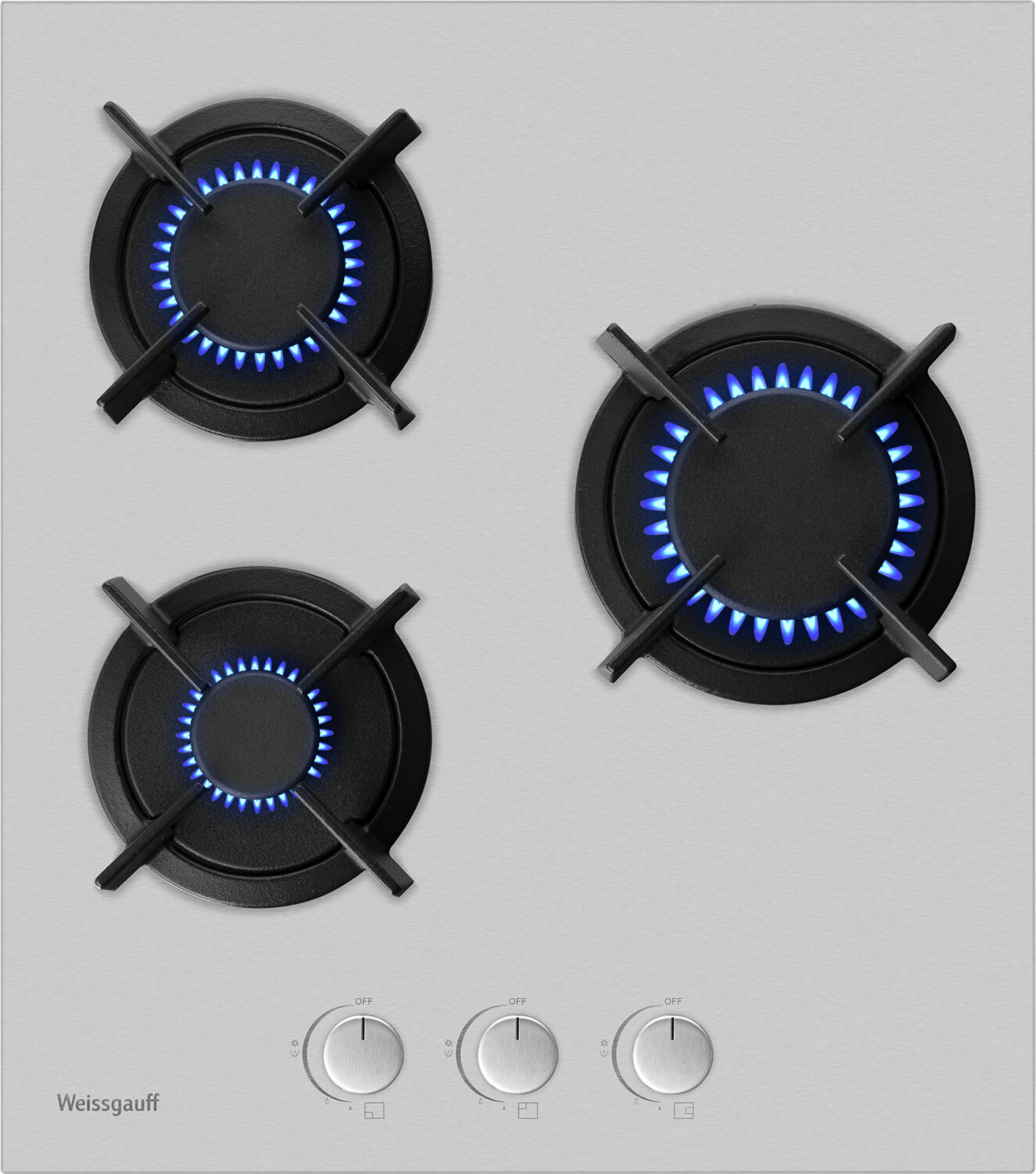 Варочная панель Weissgauff HGG 430 XR экспресс-конфорка, 3 года гарантии, Рукоятки Hi-Tech, газ-контроль