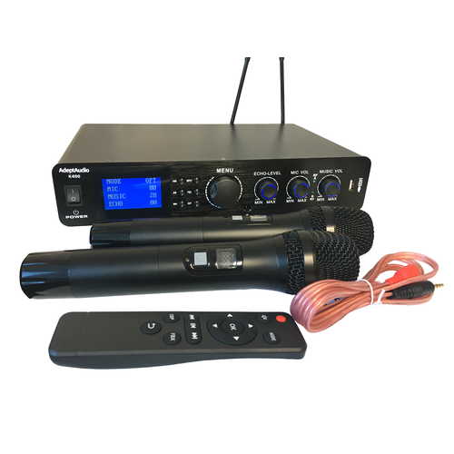 Караоке-система AdeptAudio с микшер-усилителем и DSP-процессором, два беспроводных микрофона, FBX