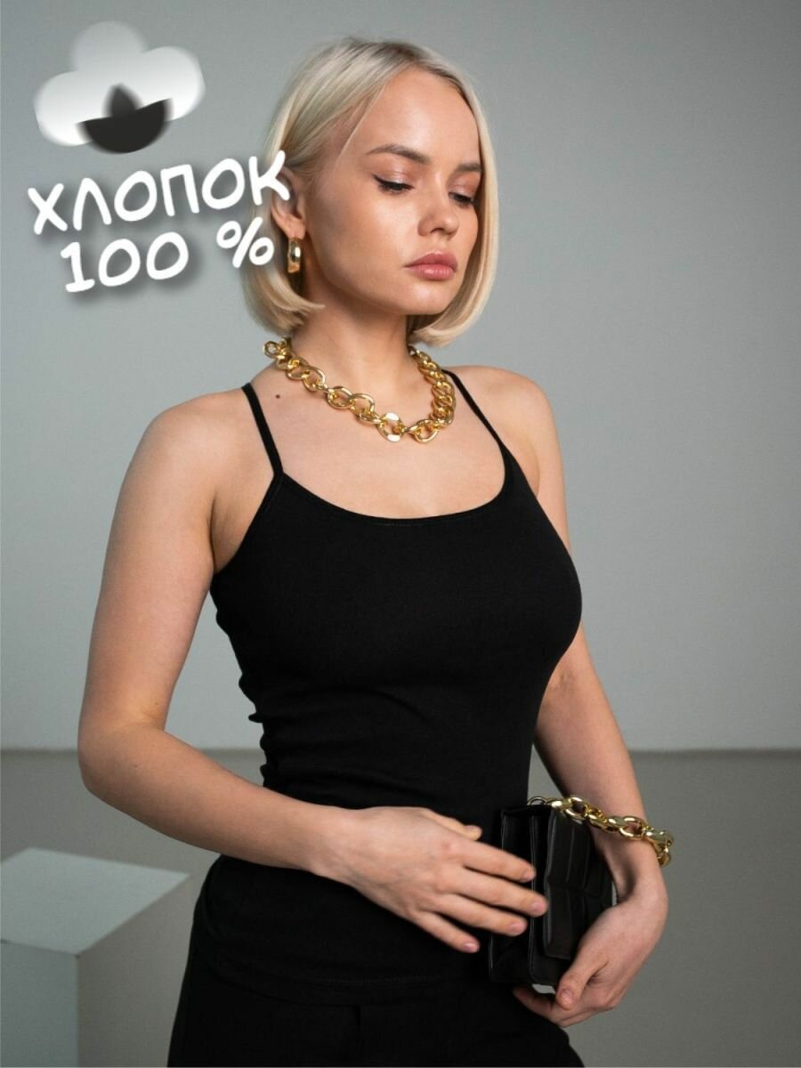 Майка Чебоксарский Трикотаж, размер 3XL, обхват груди 108 см, чёрный — фото 1