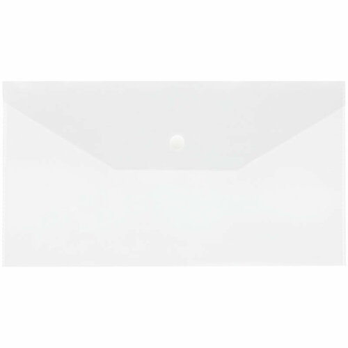 Папка-конверт на кнопке СТАММ С6+, 150мкм, пластик, прозрачная, бесцветная, 10 штук