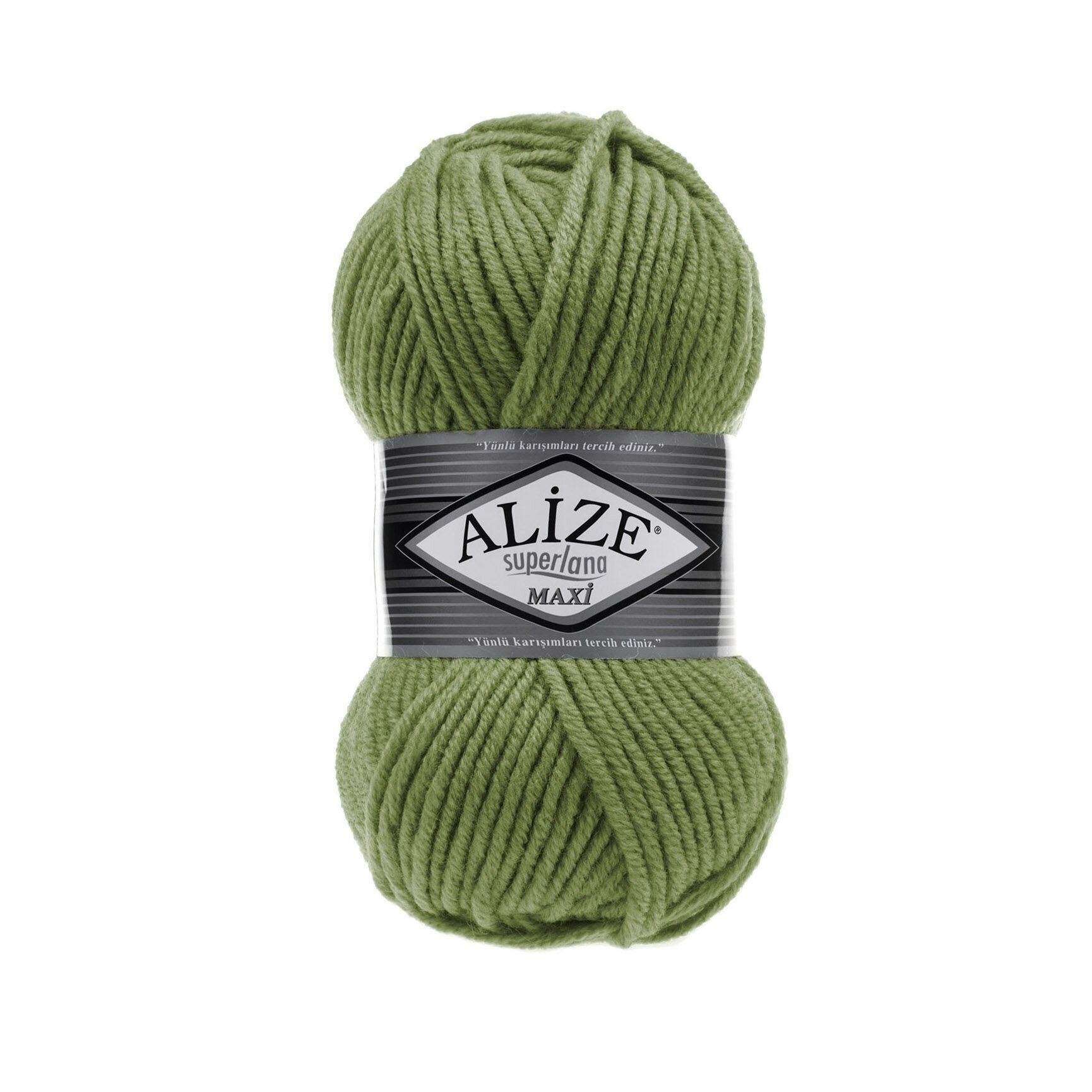 пряжа Суперлана Макси Alize (Superlana Maxi) упаковка 5 мотков 100 гр. 100 м. 25% шерсть 75% акрил цвет 620 оливковый