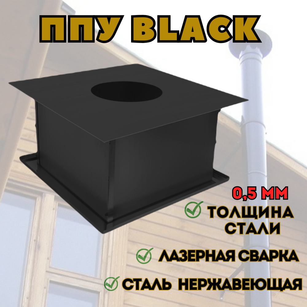 ППУ BLACK (AISI 430/0,5мм) диаметр дымохода: 200 мм - фотография № 1