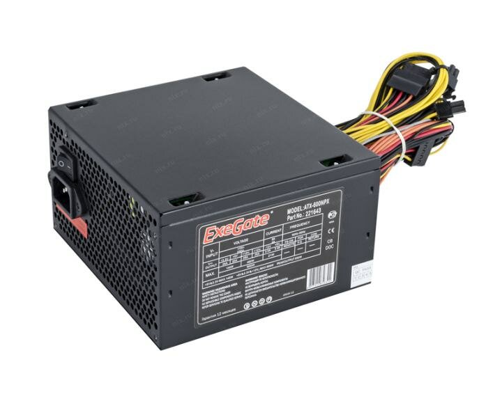 Блок питания ATX Exegate EX259605RUS 700W, black, 12cm fan, 24p+4p, 6/8p PCI-E, 3*SATA, 2*IDE, FDD - фото №4