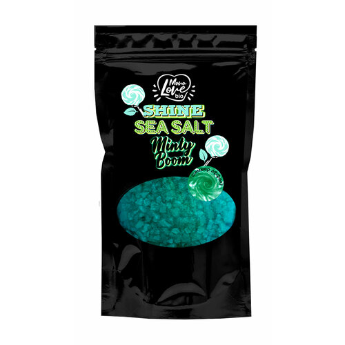 MONOLOVE BIO Соль-шиммер для ванны с ароматом мятной жвачки Minty Boom, 250 г