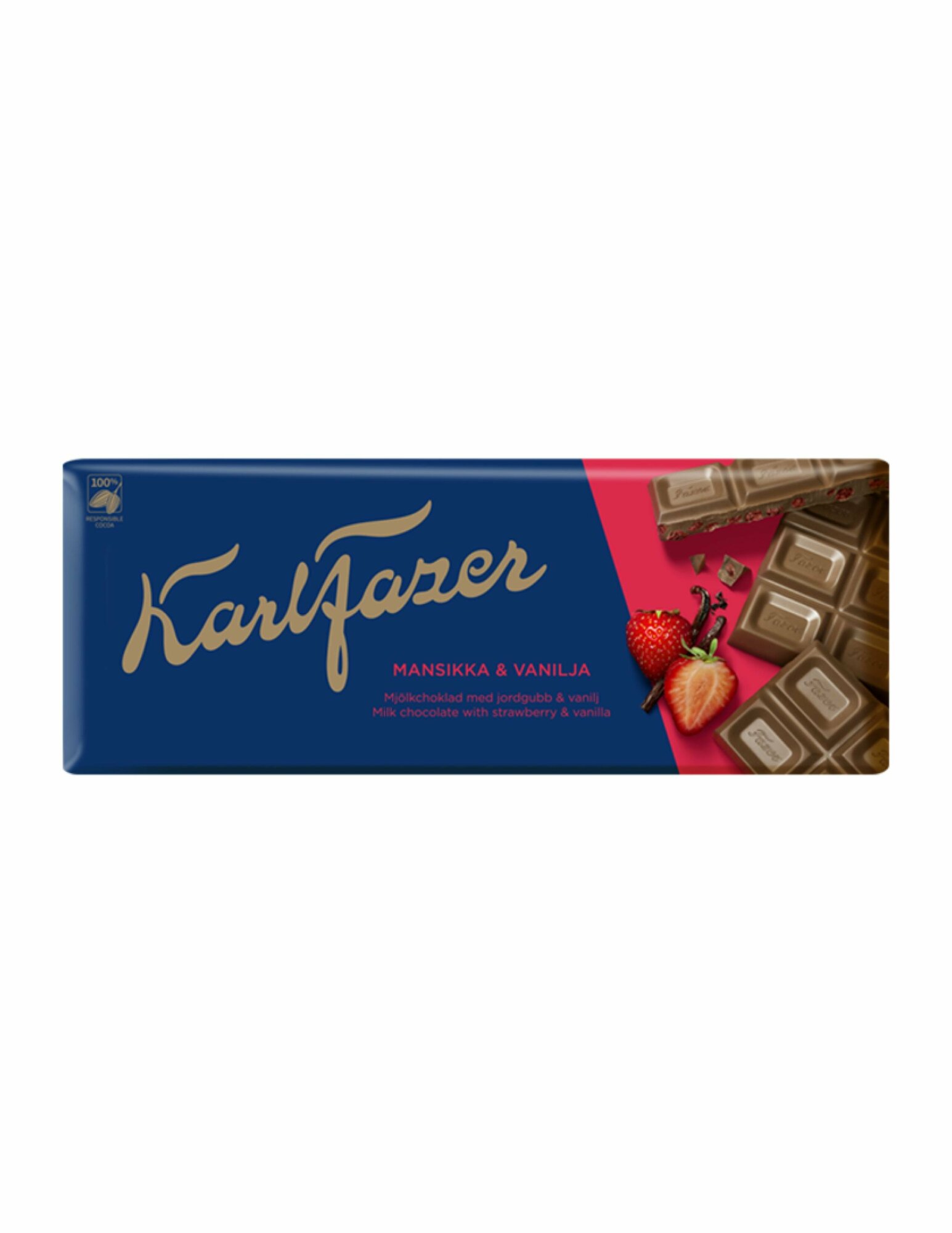 Karl Fazer молочный шоколад с клубникой и ванилью 190 г