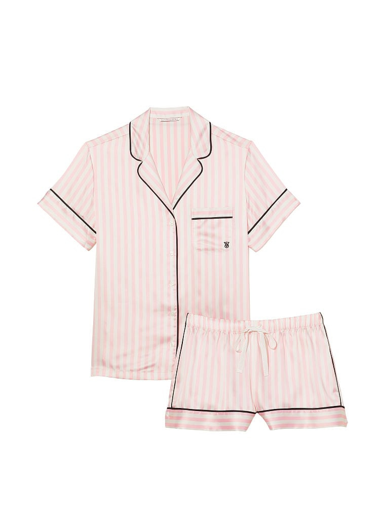 Пижама Victoria's Secret, шорты, рубашка, короткий рукав, размер M, розовый - фотография № 3